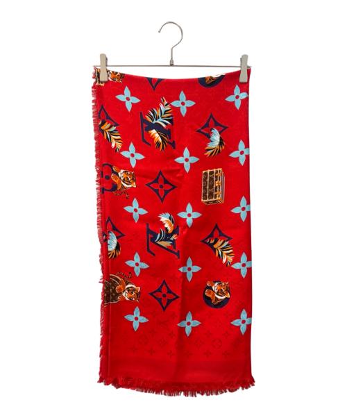 LOUIS VUITTON（ルイ ヴィトン）LOUIS VUITTON (ルイ ヴィトン) モノグラム タイガープリントストール レッド サイズ:-の古着・服飾アイテム