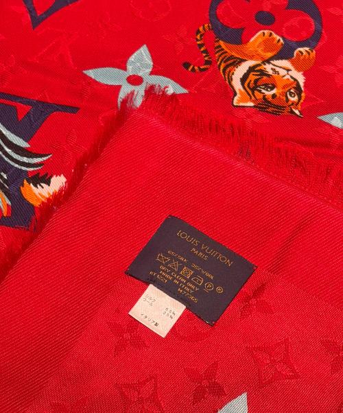LOUIS VUITTON（ルイ ヴィトン）LOUIS VUITTON (ルイ ヴィトン) モノグラム タイガープリントストール レッド サイズ:-の古着・服飾アイテム