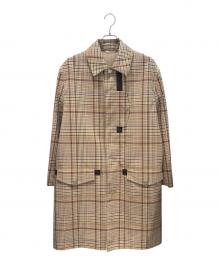 HERMES（エルメス）の古着「セリエボタンチェックステンカラーコート」｜ブラウン