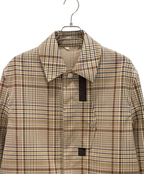 HERMES（エルメス）HERMES (エルメス) セリエボタンチェックステンカラーコート ブラウン サイズ:48の古着・服飾アイテム