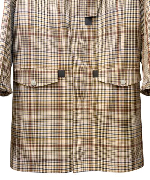 HERMES（エルメス）HERMES (エルメス) セリエボタンチェックステンカラーコート ブラウン サイズ:48の古着・服飾アイテム