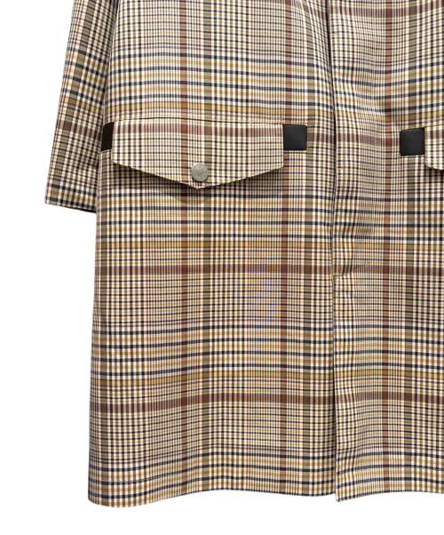 HERMES（エルメス）HERMES (エルメス) セリエボタンチェックステンカラーコート ブラウン サイズ:48の古着・服飾アイテム