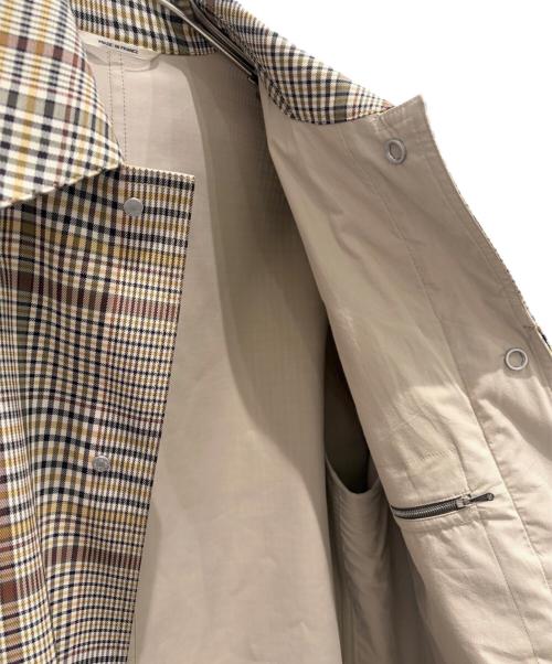 HERMES（エルメス）HERMES (エルメス) セリエボタンチェックステンカラーコート ブラウン サイズ:48の古着・服飾アイテム