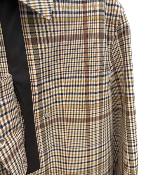 HERMES（エルメス）HERMES (エルメス) セリエボタンチェックステンカラーコート ブラウン サイズ:48の古着・服飾アイテム