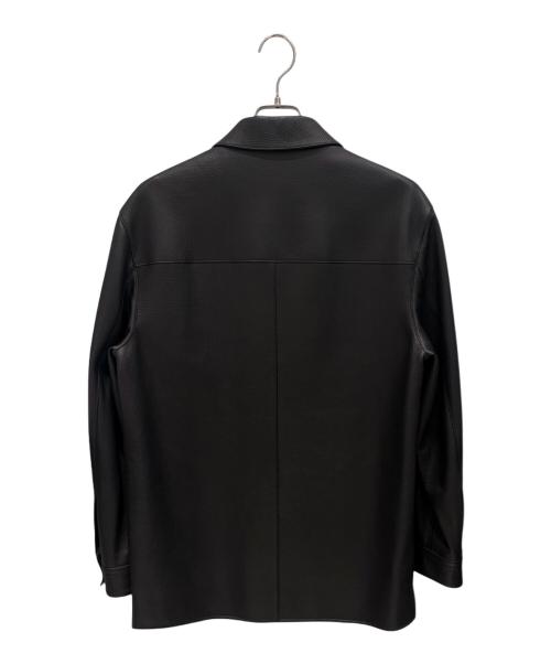 HERMES（エルメス）HERMES (エルメス) ディアスキンレザーオーバーシャツ ブラック サイズ:52の古着・服飾アイテム
