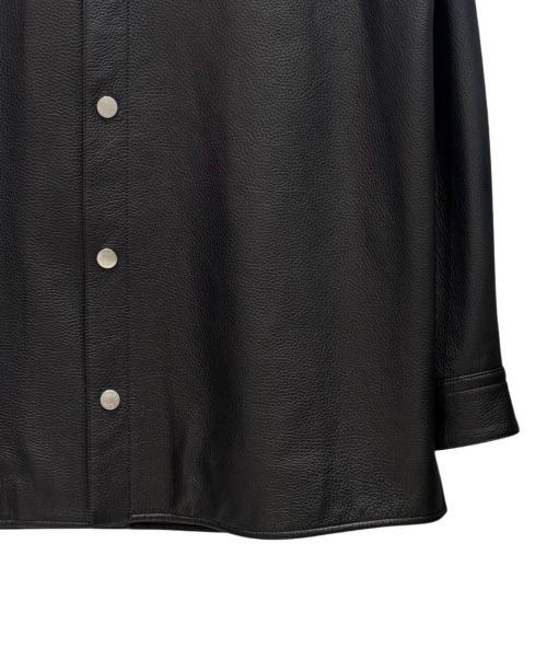 HERMES（エルメス）HERMES (エルメス) ディアスキンレザーオーバーシャツ ブラック サイズ:52の古着・服飾アイテム