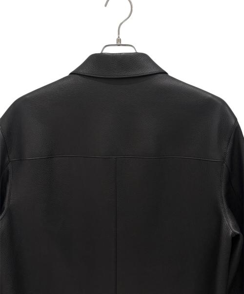 HERMES（エルメス）HERMES (エルメス) ディアスキンレザーオーバーシャツ ブラック サイズ:52の古着・服飾アイテム