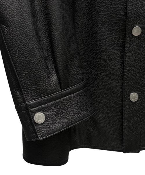 HERMES（エルメス）HERMES (エルメス) ディアスキンレザーオーバーシャツ ブラック サイズ:52の古着・服飾アイテム