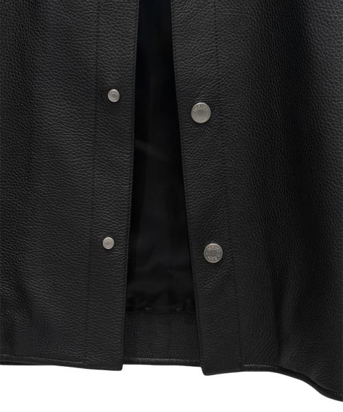 HERMES（エルメス）HERMES (エルメス) ディアスキンレザーオーバーシャツ ブラック サイズ:52の古着・服飾アイテム