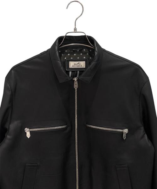HERMES（エルメス）HERMES (エルメス) レザージャケット/シュヴァルパンクバンダナ ブラック サイズ:50の古着・服飾アイテム