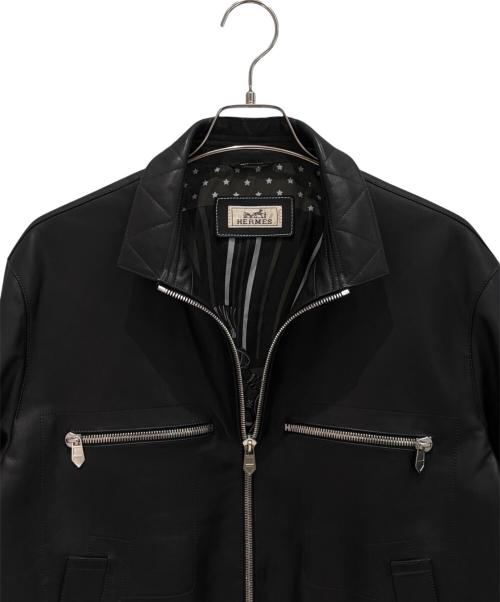 HERMES（エルメス）HERMES (エルメス) レザージャケット/シュヴァルパンクバンダナ ブラック サイズ:50の古着・服飾アイテム