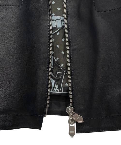 HERMES（エルメス）HERMES (エルメス) レザージャケット/シュヴァルパンクバンダナ ブラック サイズ:50の古着・服飾アイテム