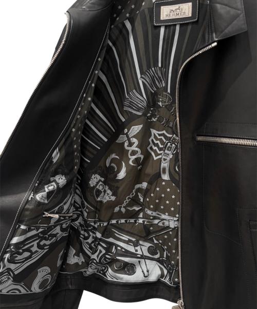 HERMES（エルメス）HERMES (エルメス) レザージャケット/シュヴァルパンクバンダナ ブラック サイズ:50の古着・服飾アイテム
