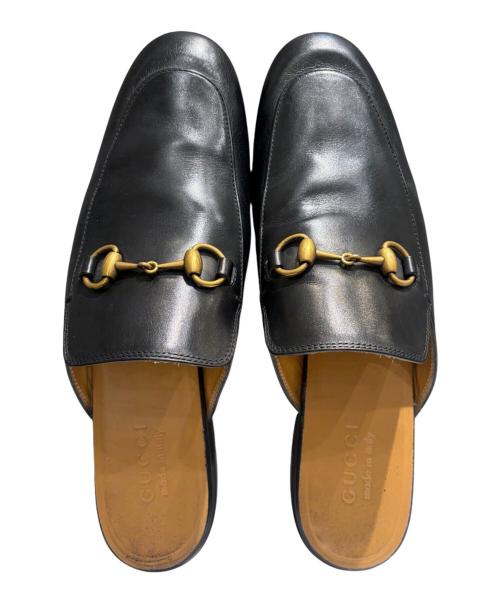 GUCCI（グッチ）GUCCI (グッチ) プリンスタウン レザー ミュール ブラック サイズ:9の古着・服飾アイテム