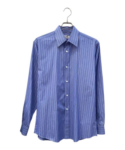 HERMES（エルメス）HERMES (エルメス) ゴールドセリアボタン ストライプシャツ ブルー サイズ:SIZE 39-15 1/2の古着・服飾アイテム