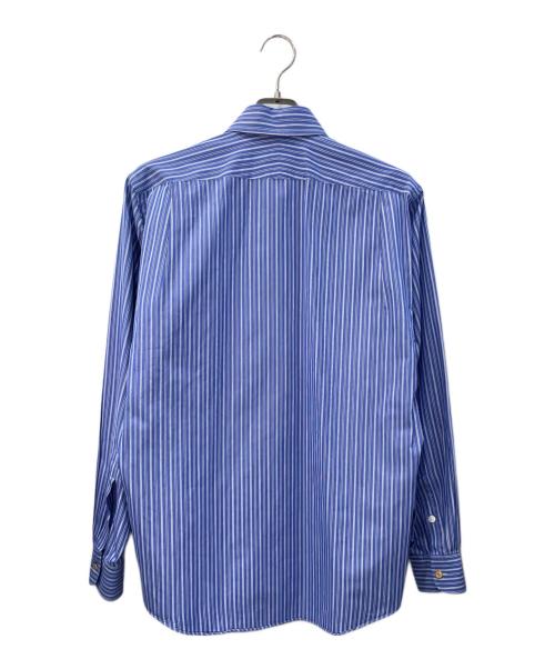 HERMES（エルメス）HERMES (エルメス) ゴールドセリアボタン ストライプシャツ ブルー サイズ:SIZE 39-15 1/2の古着・服飾アイテム
