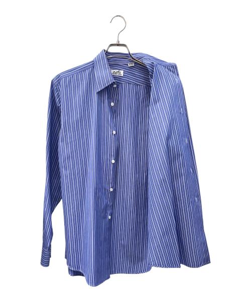 HERMES（エルメス）HERMES (エルメス) ゴールドセリアボタン ストライプシャツ ブルー サイズ:SIZE 39-15 1/2の古着・服飾アイテム