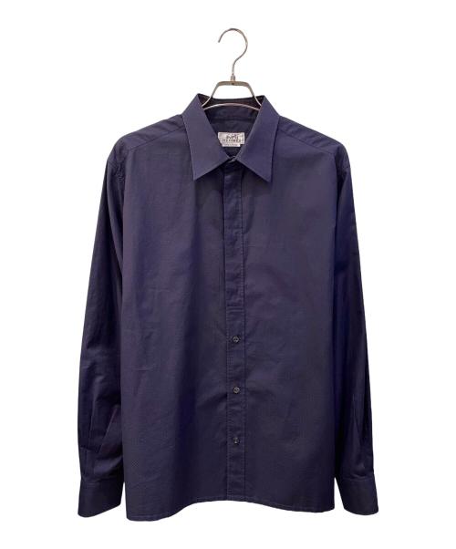 HERMES（エルメス）HERMES (エルメス) ジャカード織り長袖シャツ ネイビー サイズ:43の古着・服飾アイテム