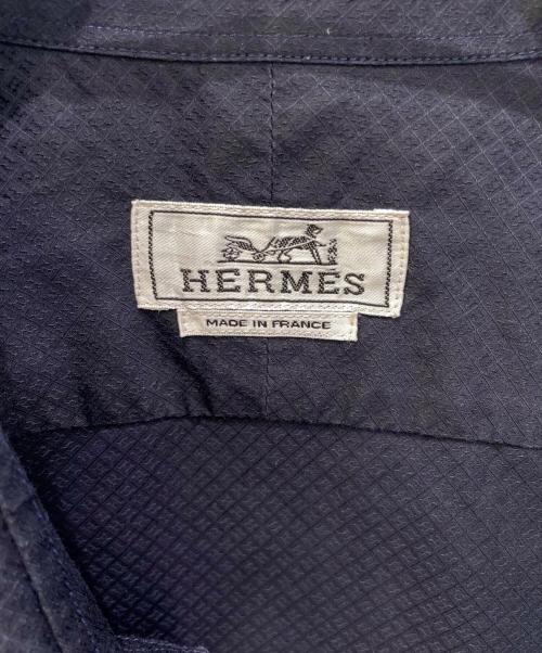 HERMES（エルメス）HERMES (エルメス) ジャカード織り長袖シャツ ネイビー サイズ:43の古着・服飾アイテム