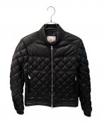 MONCLERモンクレール）の古着「レザーキルティングダウンジャケット」｜ブラック