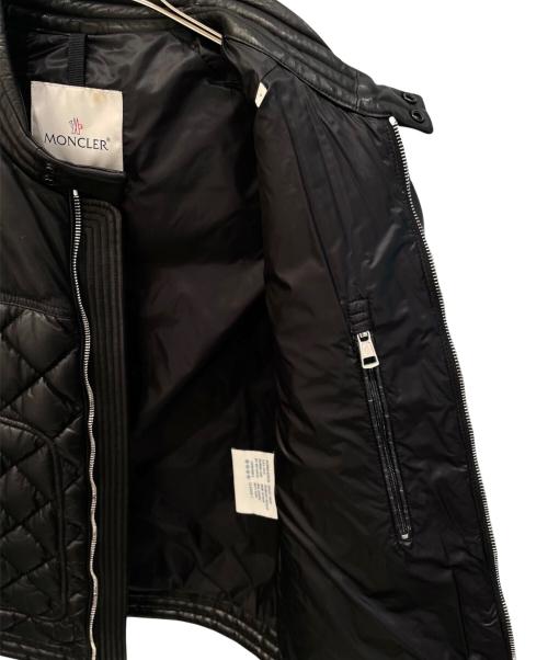MONCLER（モンクレール）MONCLER (モンクレール) レザーキルティングダウンジャケット ブラック サイズ:1の古着・服飾アイテム