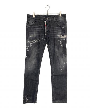 ディースクエアード　ヴィンテージ アーカイブ カウボーイ デニム レザースカート 中古・古着通販】DSQUARED2 (ディースクエアード) BLACK PIONER WASH