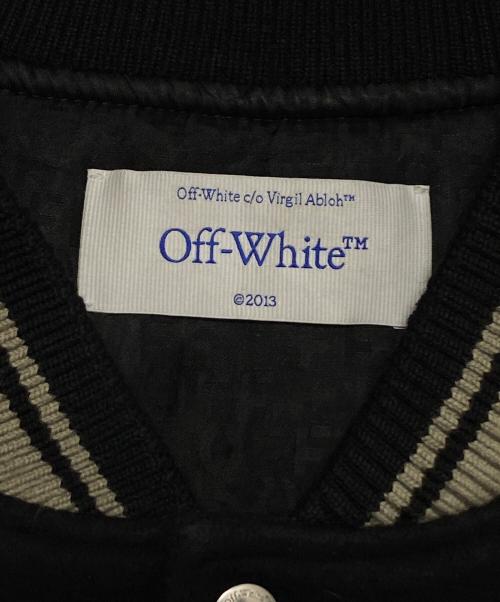 OFFWHITE（オフホワイト）OFFWHITE (オフホワイト) 袖エンブロイダリーバーシティスタジャンブルゾン ブラック サイズ:XXLの古着・服飾アイテム
