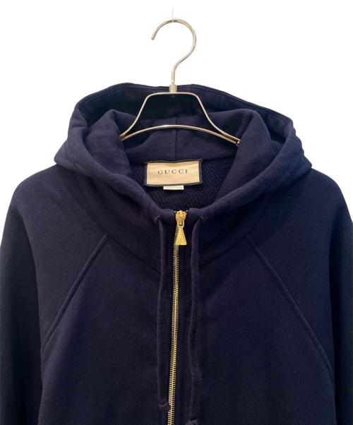 GUCCI（グッチ）GUCCI (グッチ) ウェブ&GUCCIラベル付きスウェットシャツ ネイビー サイズ:Mの古着・服飾アイテム