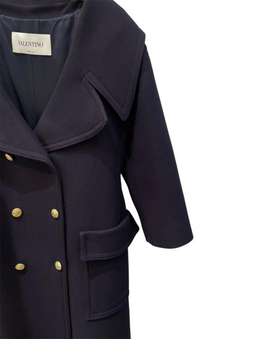 VALENTINO（ヴァレンティノ）VALENTINO (ヴァレンティノ) 金ボタンダブルブレストコート ネイビー サイズ:38の古着・服飾アイテム