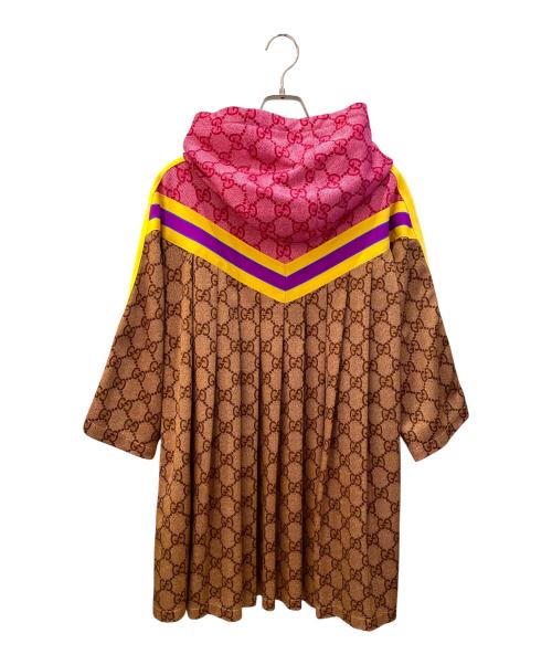 GUCCI（グッチ）GUCCI (グッチ) GG総柄テクニカルジャージパーカー ブラウン×ピンク サイズ:Sの古着・服飾アイテム