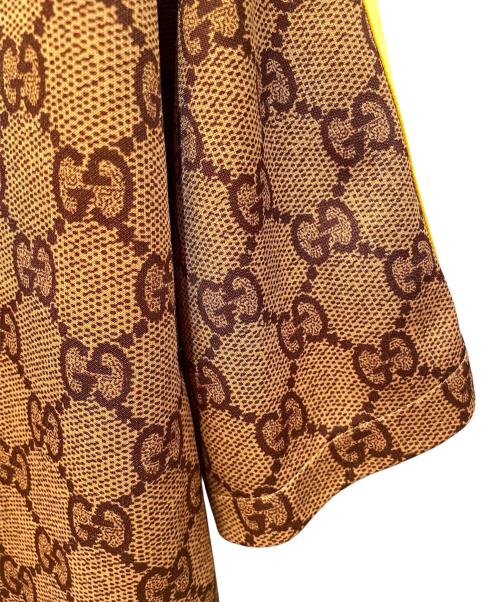 GUCCI（グッチ）GUCCI (グッチ) GG総柄テクニカルジャージパーカー ブラウン×ピンク サイズ:Sの古着・服飾アイテム