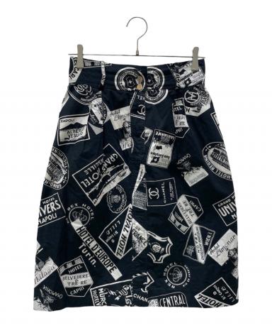 中古・古着通販】CHANEL (シャネル) 80sプリントスカート ブラック