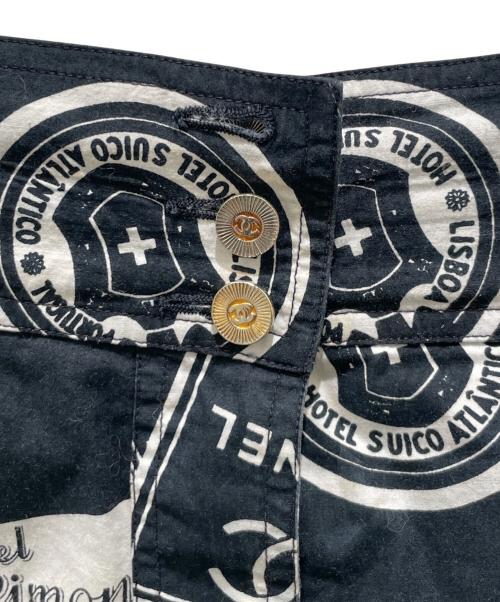 CHANEL（シャネル）CHANEL (シャネル) 80sプリントスカート ブラック サイズ:42の古着・服飾アイテム