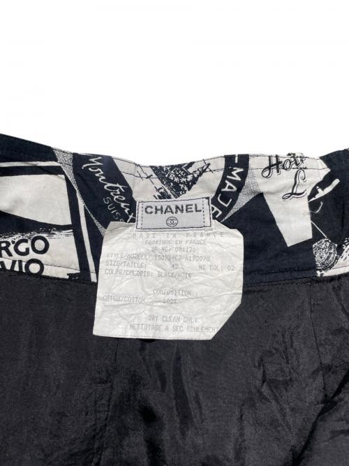 CHANEL（シャネル）CHANEL (シャネル) 80sプリントスカート ブラック サイズ:42の古着・服飾アイテム