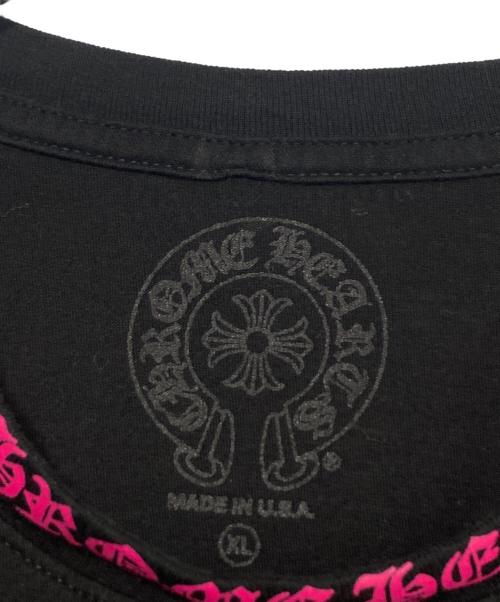 CHROME HEARTS（クロムハーツ）CHROME HEARTS (クロムハーツ) ネックロゴ長袖Tシャツ ブラック×ピンク サイズ:XLの古着・服飾アイテム