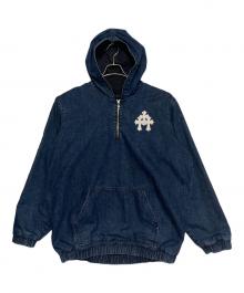 CHROME HEARTS（クロムハーツ）の古着「Leather Cemetery Triple Cross Denim Anorak Jacket」｜ブルー