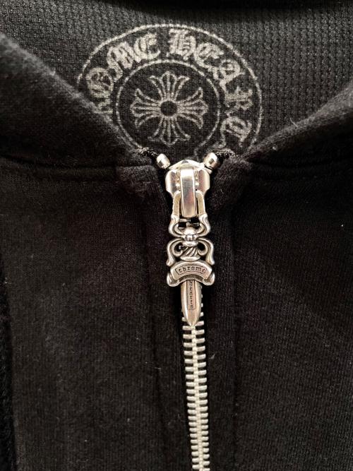 CHROME HEARTS（クロムハーツ）CHROME HEARTS (クロムハーツ) Vertical Logo FU Hood Hoodie ブラック×ブルー サイズ:Lの古着・服飾アイテム