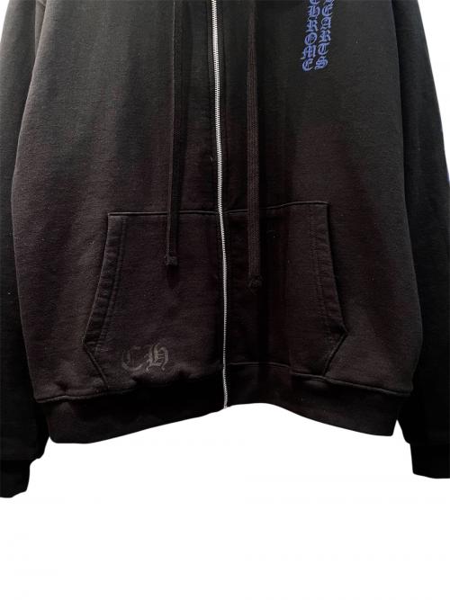 CHROME HEARTS（クロムハーツ）CHROME HEARTS (クロムハーツ) Vertical Logo FU Hood Hoodie ブラック×ブルー サイズ:Lの古着・服飾アイテム