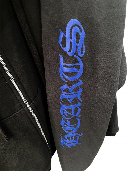 CHROME HEARTS（クロムハーツ）CHROME HEARTS (クロムハーツ) Vertical Logo FU Hood Hoodie ブラック×ブルー サイズ:Lの古着・服飾アイテム