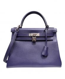 HERMES（エルメス）の古着「ケリー28 内縫い ヴェルソ/シルバー金具/エバーカラー/ブルーアンクル×ブルーゼリージュ/D刻印/2019年」｜ブルーアンクル×ブルーゼリージュ