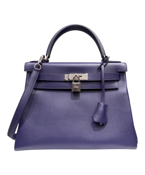 HERMES（エルメス）HERMES (エルメス) ケリー28 内縫い ヴェルソ/シルバー金具/エバーカラー/ブルーアンクル×ブルーゼリージュ/D刻印/2019年 ブルーアンクル×ブルーゼリージュ サイズ:28の古着・服飾アイテム