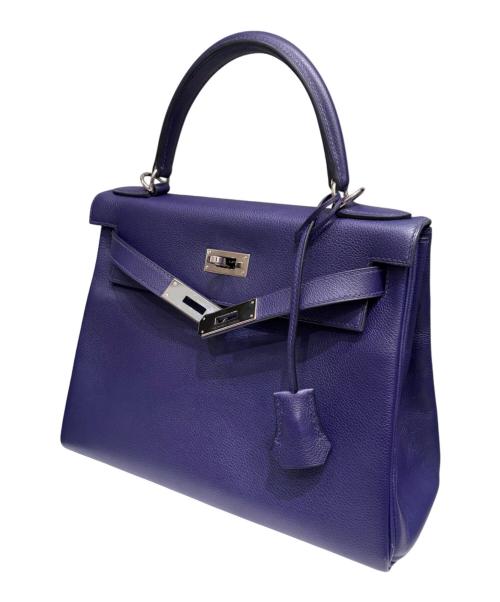 HERMES（エルメス）HERMES (エルメス) ケリー28 内縫い ヴェルソ/シルバー金具/エバーカラー/ブルーアンクル×ブルーゼリージュ/D刻印 ブルーアンクル×ブルーゼリージュ サイズ:28の古着・服飾アイテム