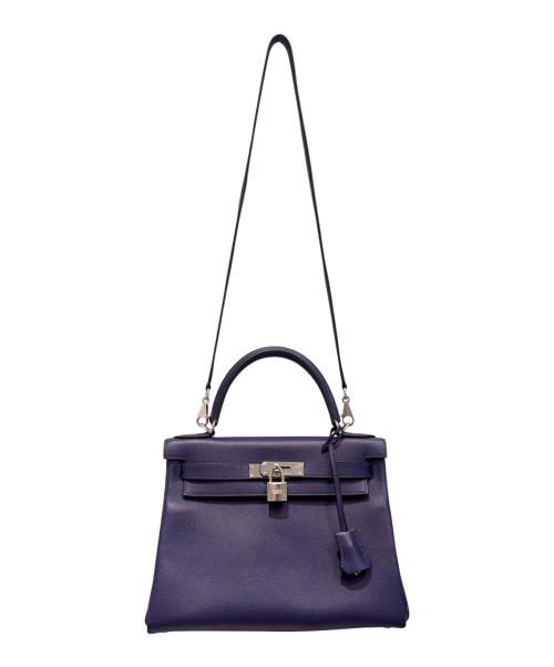 HERMES（エルメス）HERMES (エルメス) ケリー28 内縫い ヴェルソ/シルバー金具/エバーカラー/ブルーアンクル×ブルーゼリージュ/D刻印/2019年 ブルーアンクル×ブルーゼリージュ サイズ:28の古着・服飾アイテム