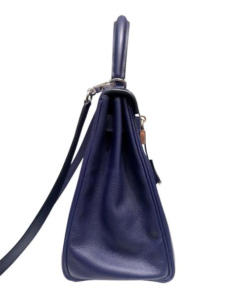 HERMES（エルメス）HERMES (エルメス) ケリー28 内縫い ヴェルソ/シルバー金具/エバーカラー/ブルーアンクル×ブルーゼリージュ/D刻印/2019年 ブルーアンクル×ブルーゼリージュ サイズ:28の古着・服飾アイテム