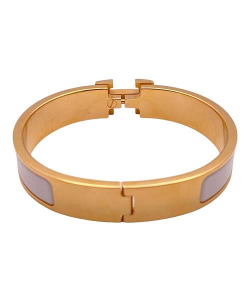 HERMES（エルメス）HERMES (エルメス) クリックH エナメルブレスレット ゴールド×ホワイトの古着・服飾アイテム