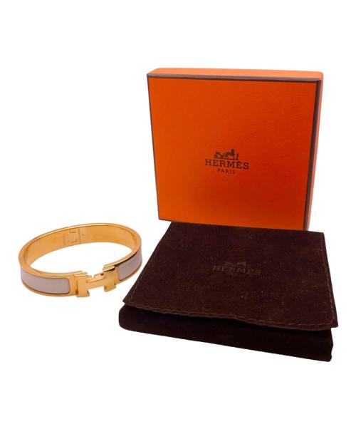 HERMES（エルメス）HERMES (エルメス) クリックH エナメルブレスレット ゴールド×ホワイトの古着・服飾アイテム