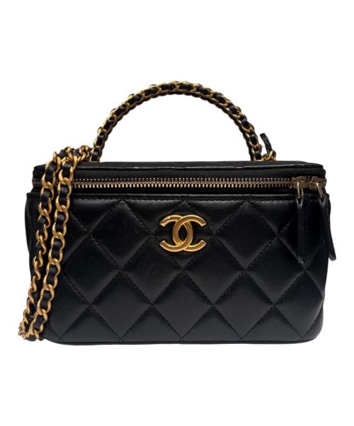 CHANEL（シャネル）CHANEL (シャネル) バニティバッグ ブラック×ゴールド金具の古着・服飾アイテム