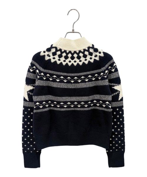 Christian Dior（クリスチャン ディオール）Christian Dior (クリスチャン ディオール) ノルディック柄ハイネックニット ネイビー サイズ:36の古着・服飾アイテム