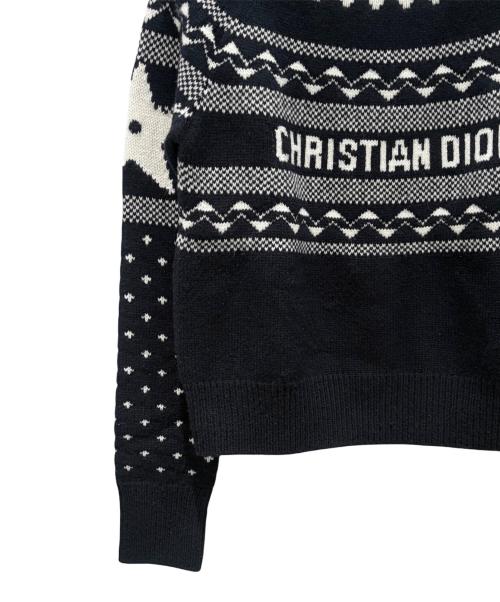 Christian Dior（クリスチャン ディオール）Christian Dior (クリスチャン ディオール) ノルディック柄ハイネックニット ネイビー サイズ:36の古着・服飾アイテム