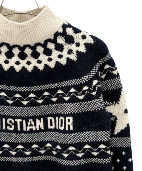 Christian Dior（クリスチャン ディオール）Christian Dior (クリスチャン ディオール) ノルディック柄ハイネックニット ネイビー サイズ:36の古着・服飾アイテム